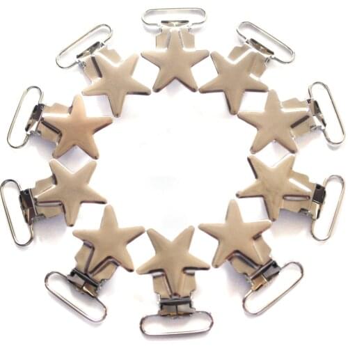 Free Shipping 20 pcs 1'' 25mm Silver Colored Star Shaped Baby Pacifier Clips \ Suspender Clip Rack Plating
