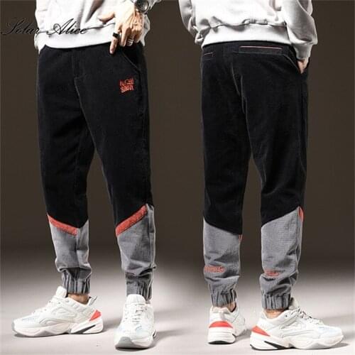 Free Shipping 2021 Mens Fall/Winter New Mid-waist Corduroy Pants Slim Harem Casual Pants
