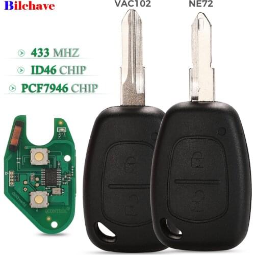 Bilchave 10pcs For Renault Traffic Master Vivaro Movano Kangoo FOB 2BNT Remote Car Key 433/434Mhz PCF7946 Chip NE72 VAC102 Blade
