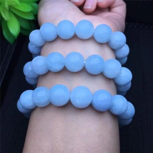 Natural Blue Chalcedony Stone Bracelet Pray Yoga For Woman Bracelet Crystal Stretch Bracelet fashion Jewelry Gift