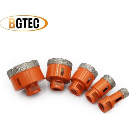 BGTEC 5pcs M14 20/32/45/55/68mm Vacuum Brazed diamond drilling drill core bits dry Hole saw for porcelain tile, granite
