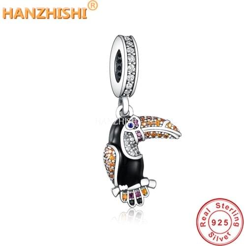 2022 Autumn Collection 925 Sterling Silver Woodpecker Bird Dangle Beads Charms Fit Original Pandora Bracelet Jewelry Making