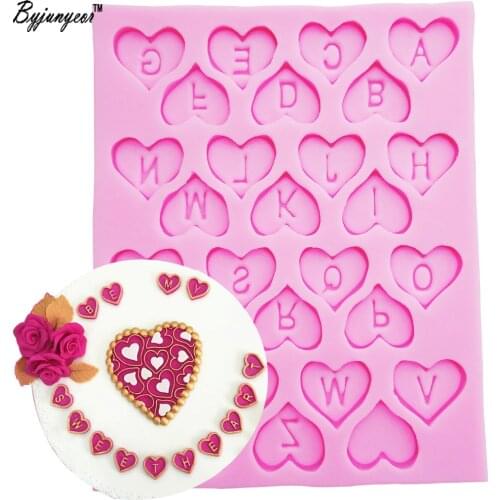 Byjunyeor F1090 DIY Letter UV Resin Silicone Mold Fondant Chocolate Candy Gumpaste Lollipop Crystal Epoxy Soft Clay Moulds