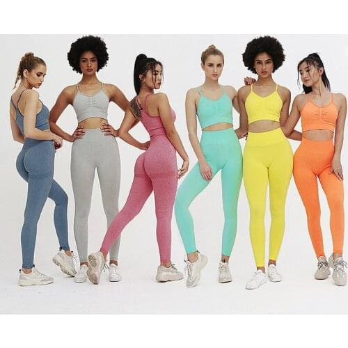 European and American ins hot knit seamless shrink peach hip yoga pants sports yoga fitness suit