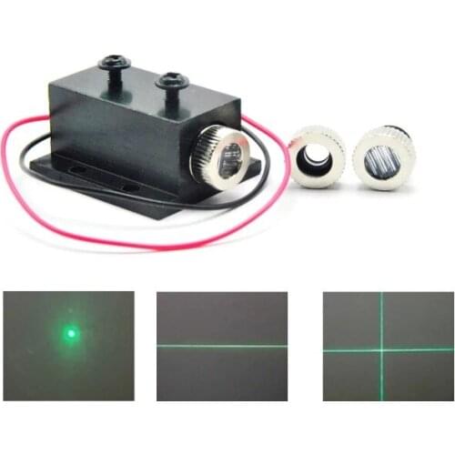 Focusable 515nm 520nm 50mw Green Diode Laser Dot Line Cross Module With Heatsink 3V-5V 12x45mm