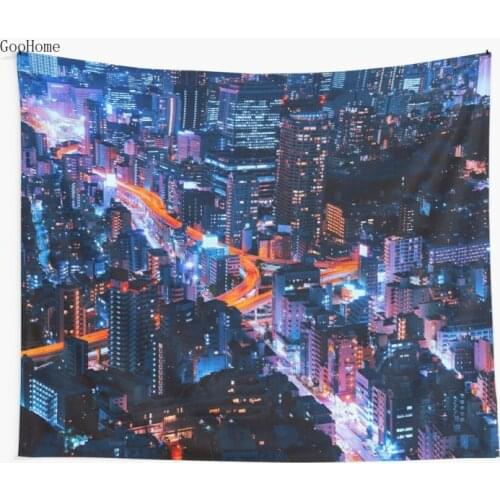 Night In Tokyo Wall Tapestry Cover Beach Towel Throw Blanket Picnic Yoga Mat Home Decoration