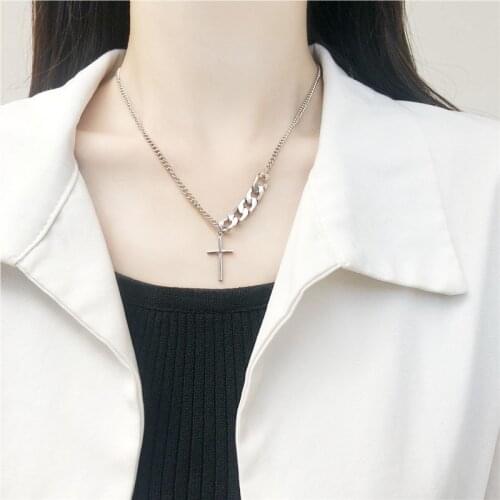 Goth Cross Necklace Ins Cold Wind High Sense of Hip-hop Short Clavicle Chain Cold Wind Net Red Personality Necklaces for Women