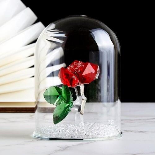 Crystal Rose Flower Figurines Five Different Colors Souvenir Valentines Day Gift Home Decoration Wedding Favors