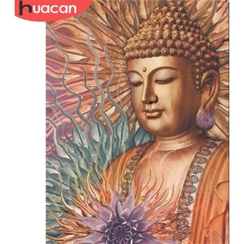 HUACAN Diamond Painting Full Square Rhinestone Diamond Embroidery Cross Stitch Buddha 5D DIY Mosaic Gift Home Decoration
