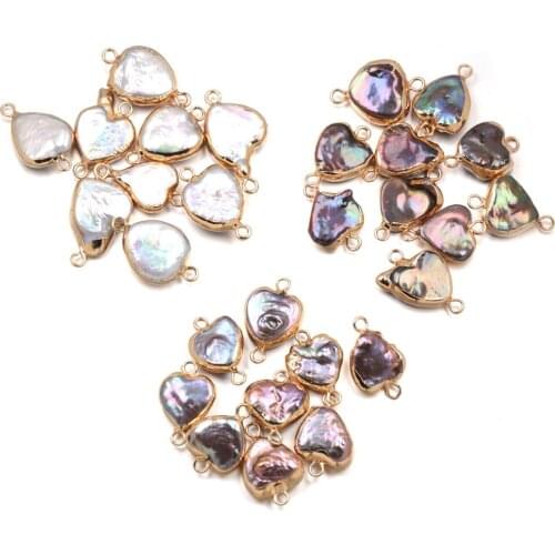 Natural Freshwater Pearl Pendant irregular shape Double hole connector Pendants for Jewelry Making DIY Necklaces Accessories