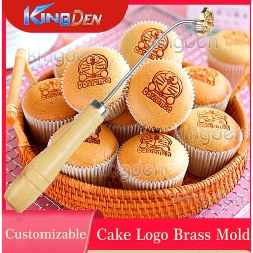 KINGDEN Cake Logo brass mold handle set fire-burning copper stamp hot-print wood leather bread cliche hamberger beef branding