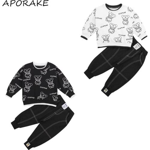 2021 0-5Y Autumn Toddler Boy Clothing Cartoon Letter Print Long Sleeve Sweatshirt+Pockets Pants Casual Outfits 2pcs Set
