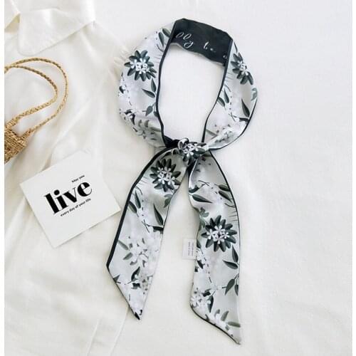 MoriBty Women Silk Fruit Scarf Summer Pastal Hair Ribbons Headbands Foulard Femme Neck Wraps Bandanas Long Skinny Neckerchief