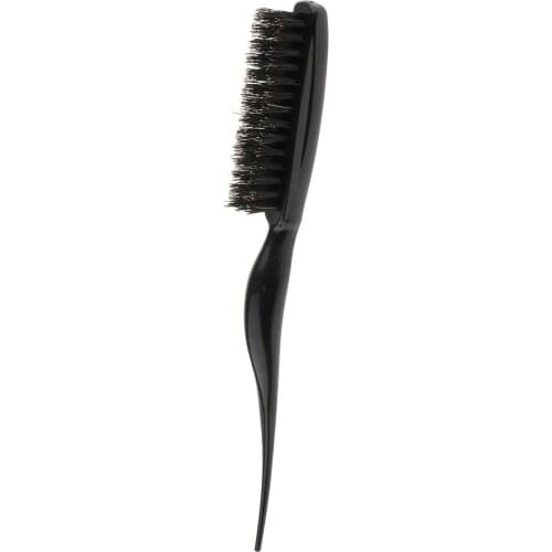 Salon Comb Hair Teasing Brush Plastic Handle 3 Rows Back Comb Natural Boar Bristle