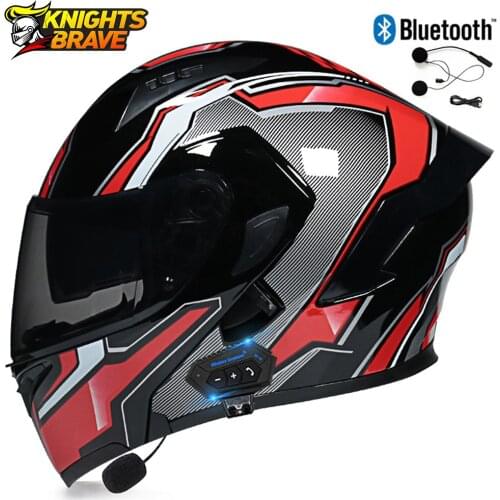 Motorcycle Bluetooth Helmet Flip Up Casco Moto Flip Up Helmet Racing Bluetooth Helmets Men Dual Lens Motocross Moto Helmet