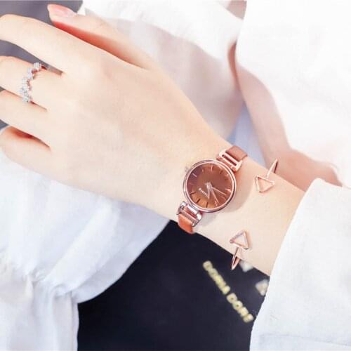 Casual retro style women dress watch simple small bracelet watches with thin leather band 2019 ulzzang brand woman clock hours