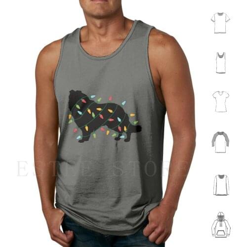 Christmas Lights Collie Cute Gifts For Dog Lovers Tank Tops Vest Sleeveless Collie Collie Collie Collie Collie