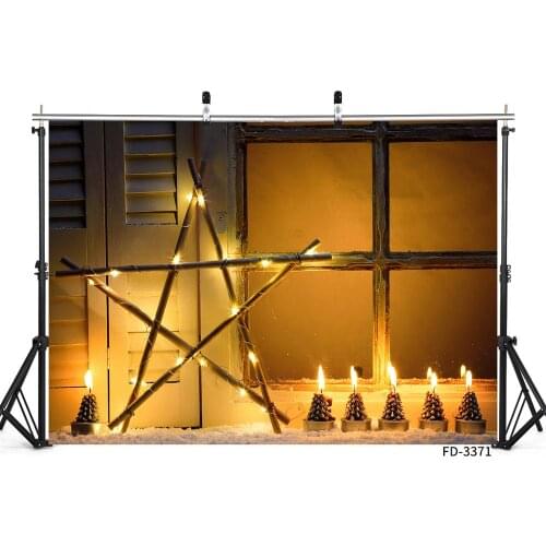 Christmas Candle Star Snow Window Backdrop Decor Baby Shower Newborn Portrait Photography Background Photocall Photo Studio Prop