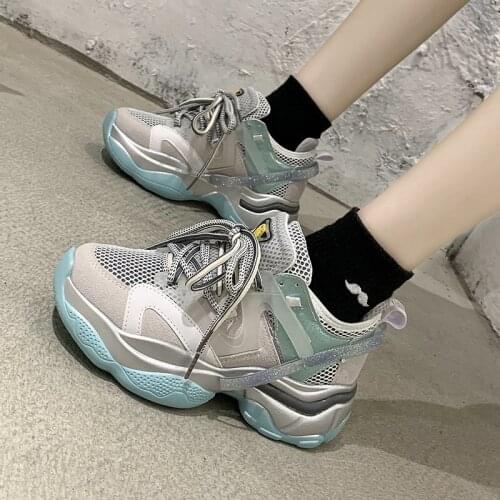 Llogai Summer Women Sandals Thick Sole Dad Shoes Casual High Platform Shoes Comfortable Leisure Cutout Sandal Sneakers Woman 9CM