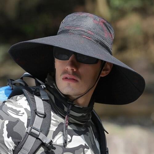 Increase Brim Fishing Hats Outdoor Sport Hiking Visor Hat Summer Anti-UV Camouflage Camping Fishing Sun Protect Cap X531G