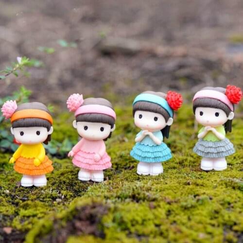 Fairy House Garden Miniatures Girl Next Door Resin Figurine Home Decoration Accessories Office Desk Christmas Gift Cake Decor
