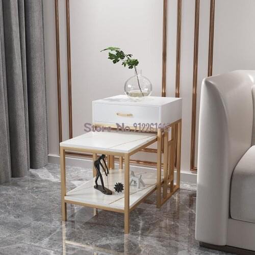 Light luxury sofa side cabinet rock board side cabinet living room storage small coffee table new Chinese combination corner tab
