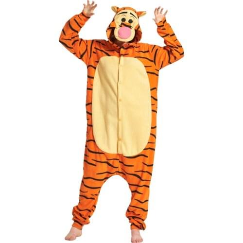 Adults Polar Fleece Tiger Piglet Eeyore Rabbit Kangaroo Kigurumi Womens Mens Onesies Pajamas for Halloween and Carnival Party