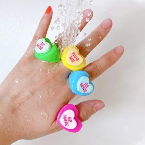 Y2K Jewelry Heart Letter Ring For Women Acrylic Cartoon Cute Rainbow Color Vintage Harajuku Rings Charms 90s Aesthetic Wholesale