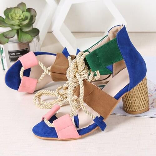 Sooneeya Big Size 43 Women Sandals High Heels Pointed Mouth Shoes Woman Hemp Lace Women Sandals Band Design Sandalias Mujer