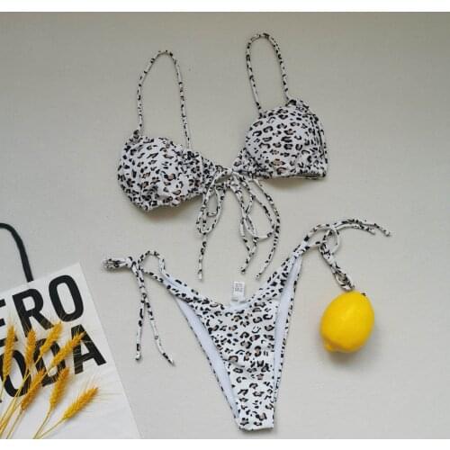 #L0 Womens Swimwear 2021 Leopard Printing High Waist String Bikinis Set Strap Push Up Padded Two-piece Swimsuit Swimwear