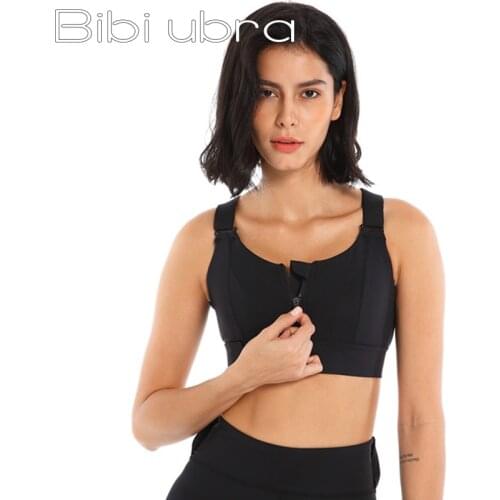 Women Shockproof High Support Bra Front Zipper Sport Bra Yoga Tanks Tops Plus Size 5xl Adjustable Strap Gym Fitness Athletic Bra