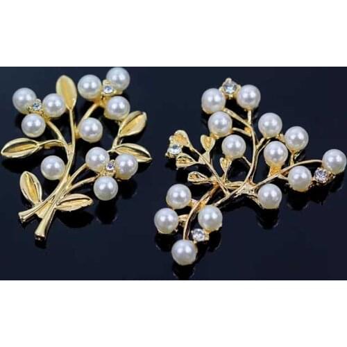 2018New 60Pcs Rhinestone and Pearl Branch alloy Buttons for DIY hair accessories and wedding decoration HZ438
