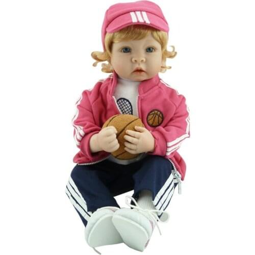 22 Inch Soft Vinyl Silicone Reborn Baby Dolls Real Alive Sports Newborn Baby Dolls Toy Gift for Girls Christmas New Year Gifts