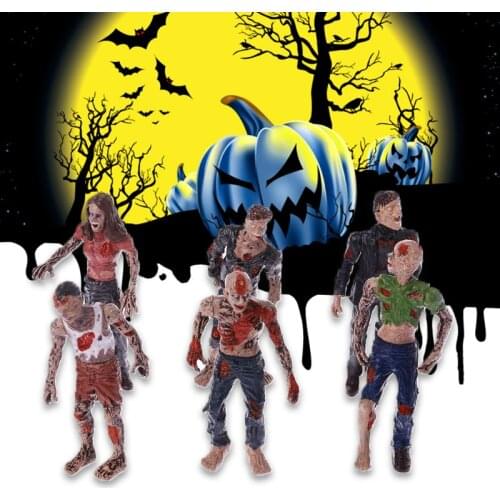 6Pcs Walking Corpses Model Terror Zombies Kids Children Action Figure Toys Dolls Halloween Decor Figurines