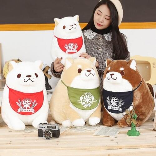 Big Wear Apron Shiba Inu Dog Plush Toy Soft Animals Stuffed Plush Doll Valentines Gift For Kids Girls Anime Shiba Akita Dog Toy