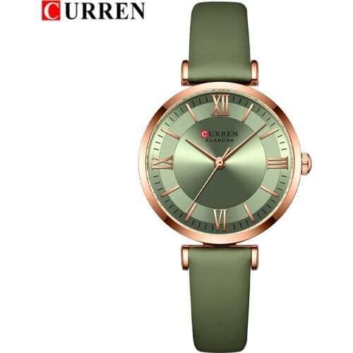 CURREN Top Brand Luxury Women Watches Leather Ladies Quartz Wristwatches Womens Watch Female Strap Simple Clock Reloj Mujer