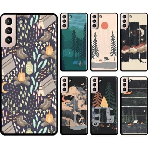 Starry Night Camping Mountains Cover For Samsung Galaxy S20 FE S8 S9 S10 Plus Note 9 10 Note 20 Ultra S21 Phone Case