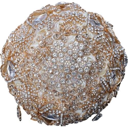 Bride Holding Flowers Full of Diamonds Artificial Ribbon Rhinestone Bouquets Groom Dance Decor Give Gifts To Take Wedding Photos