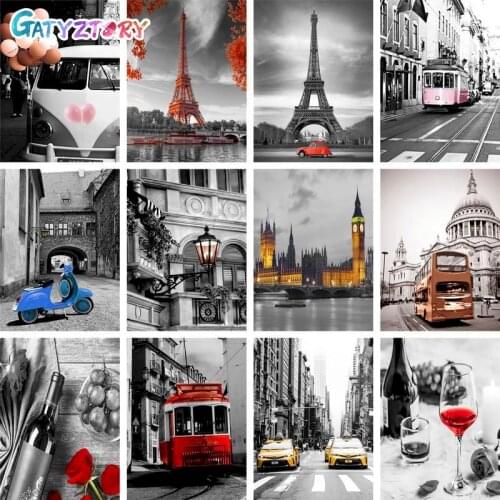 GATYZTORY Tower Landscape Painting By Numbers For Adults DIY Kits HandPainted On Canvas Oil Picture Drawing Coloring By Number W