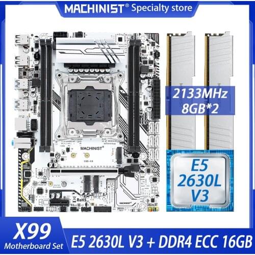 X99 motherboard LGA 2011-3 set kit with Intel Xeon E5 2630L V3 CPU 16GB 2*8G DDR4 ECC REG RAM M-ATX WIFI NVME M.2 SSD X99-K9
