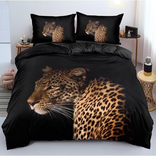 3D Leopard Custom Bed Linens Comforter Covers Set Pillow Covers Sets Black Twin King Queen Full Double Single Size Linens Bed