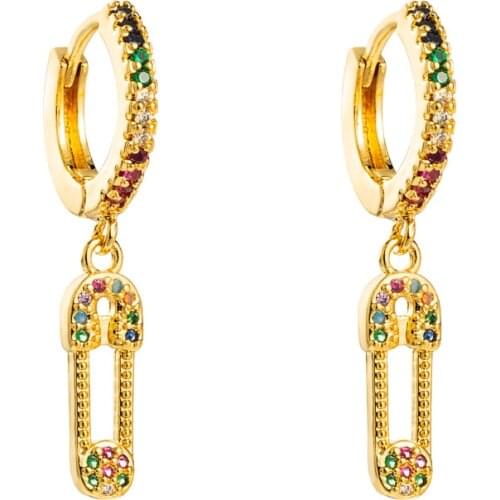 LUALA New Fashion Colorful Zircon Pin Buckle Earrings for Woman Clothings Accessories 2020 Woman Statement Jewelry Not Fade