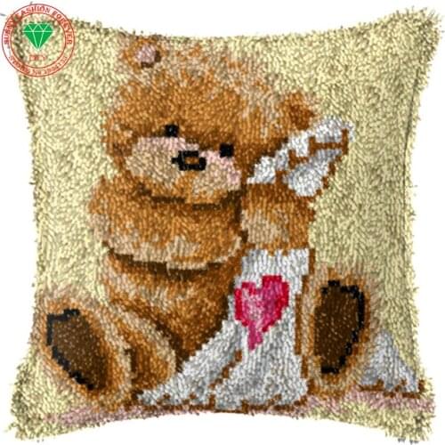 Cartoon Latch hook rug kits Needlework carpet embroidery cushion Diy pillowcase embroidery Patchwork Yarn Stitch back cushion