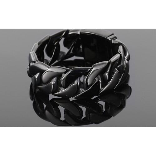 European and American fashion domineering bracelet black mens titanium steel stainless steel bracelet