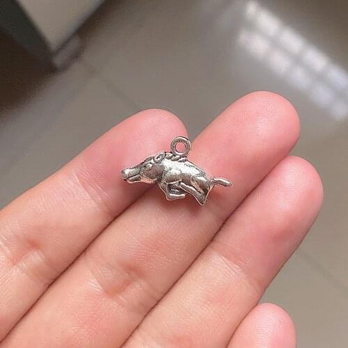 30pcs 3D Wild Boar Charms Pendants Aesthetics Accessories, Tibetan Silver Color For Diy Handmade Jewelry Makeing Craft Men Gift