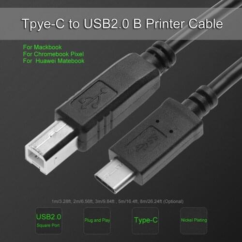 Durable Scanner Cord Wear-resistant USB 3.1 Type C to USB 2.0 B Male Cable Data Connector Wire for Printer Hard Disk