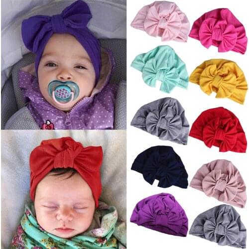 Pudcoco 2020 Newborn Baby Kids Boys Girls Clothes Soft Turban Cap Beanie Solid Bow Knot Wrap Hats Milk Fiber Beanis Baby Gifts