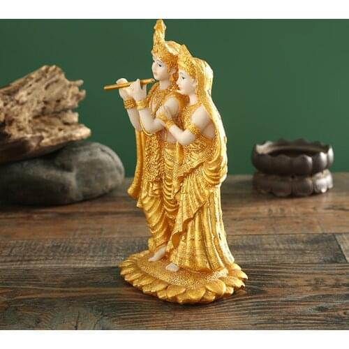 Radha Krishna Buddha Statue Resin Figurine Hindu Goddess Idol Deity Gifts