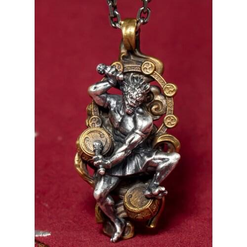 999 Sterling Silver Thunder God handmade Pendant charm amulet jewelry men women jewelry gift A5827