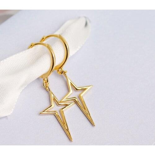 925 Sterling Silver Cross Hoop Earrings for Women Men Geometric Punk Styles Earrings Jewelry